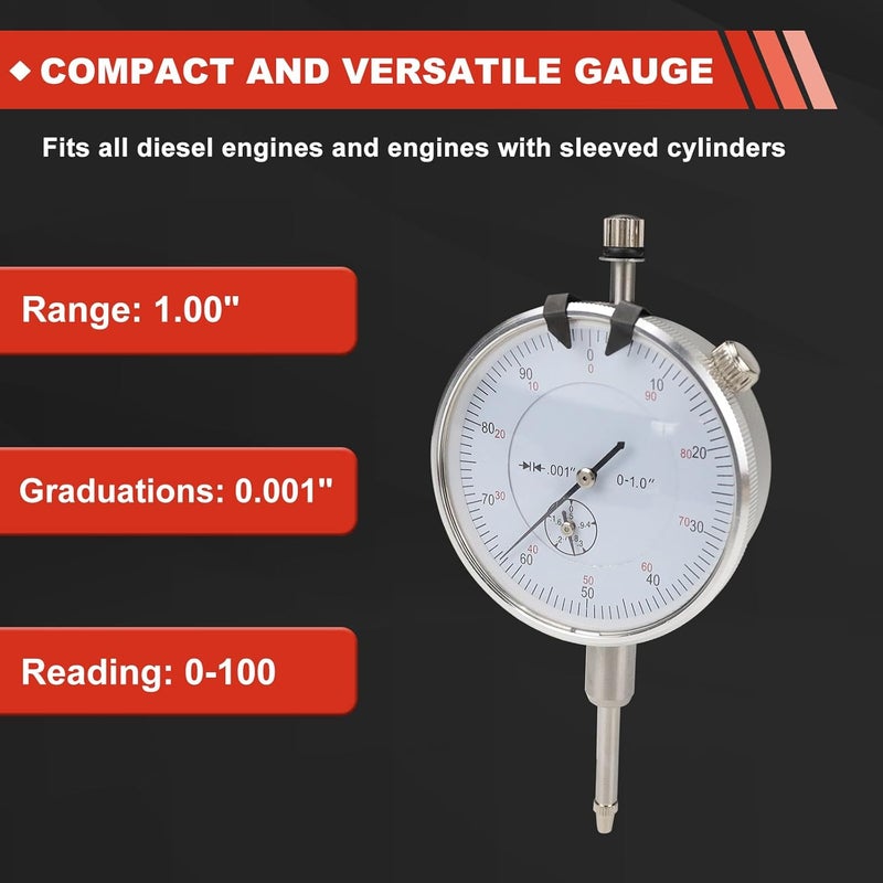 councross 6434 Sleeve Height and Counter Bore Gauge for All Diesel Engines, Compact and Versatile Cylinder Bore Gauge Range: 0-1.00" Graduation: 0.001" Reading: 0-100 Portable Case Included - Image 2